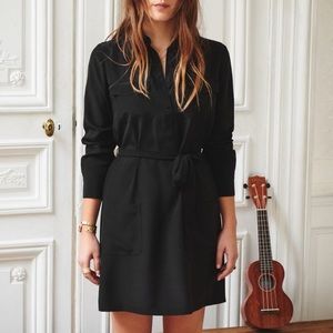 Sezane Long-sleeve silk dress NWT